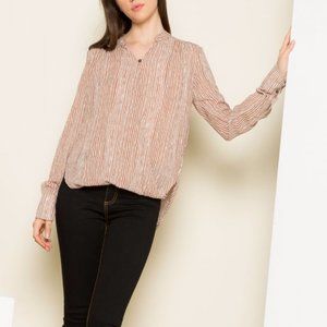 Faux front wrap long sleeve blouse, Medium